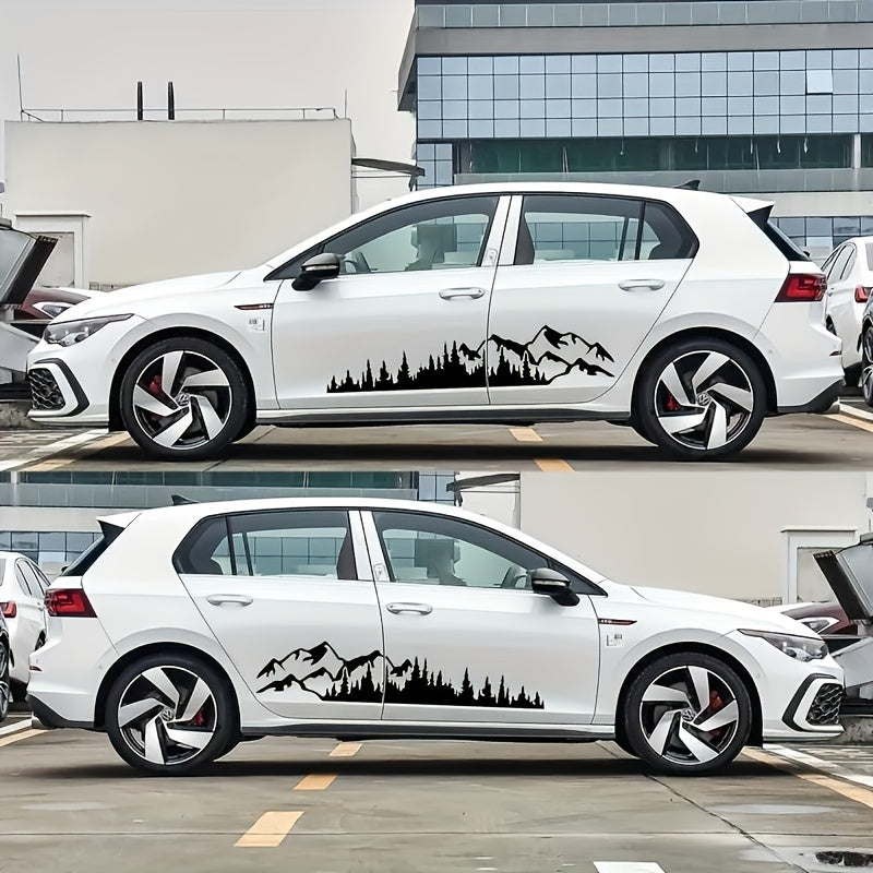 Set 2 stickere autoadezive pentru vehicule Off Road, model "Forest & Mountains", dimensiune 100 x 20 cm, culoare Neagra-3