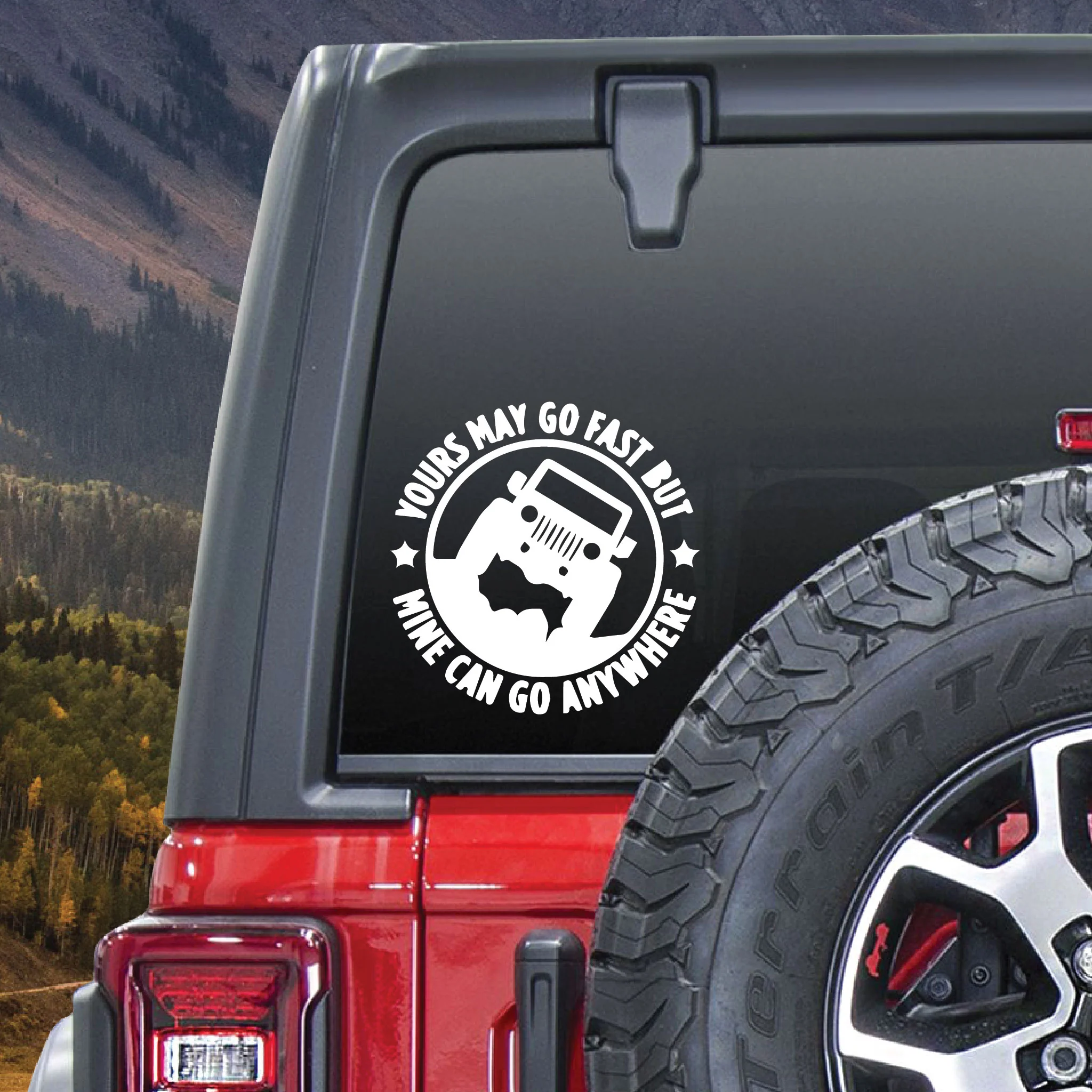 Sticker autoadeziv pentru vehicule Off Road, model "You Can Go Fast", dimensiune 30 x 30 cm, culoare Alba-0