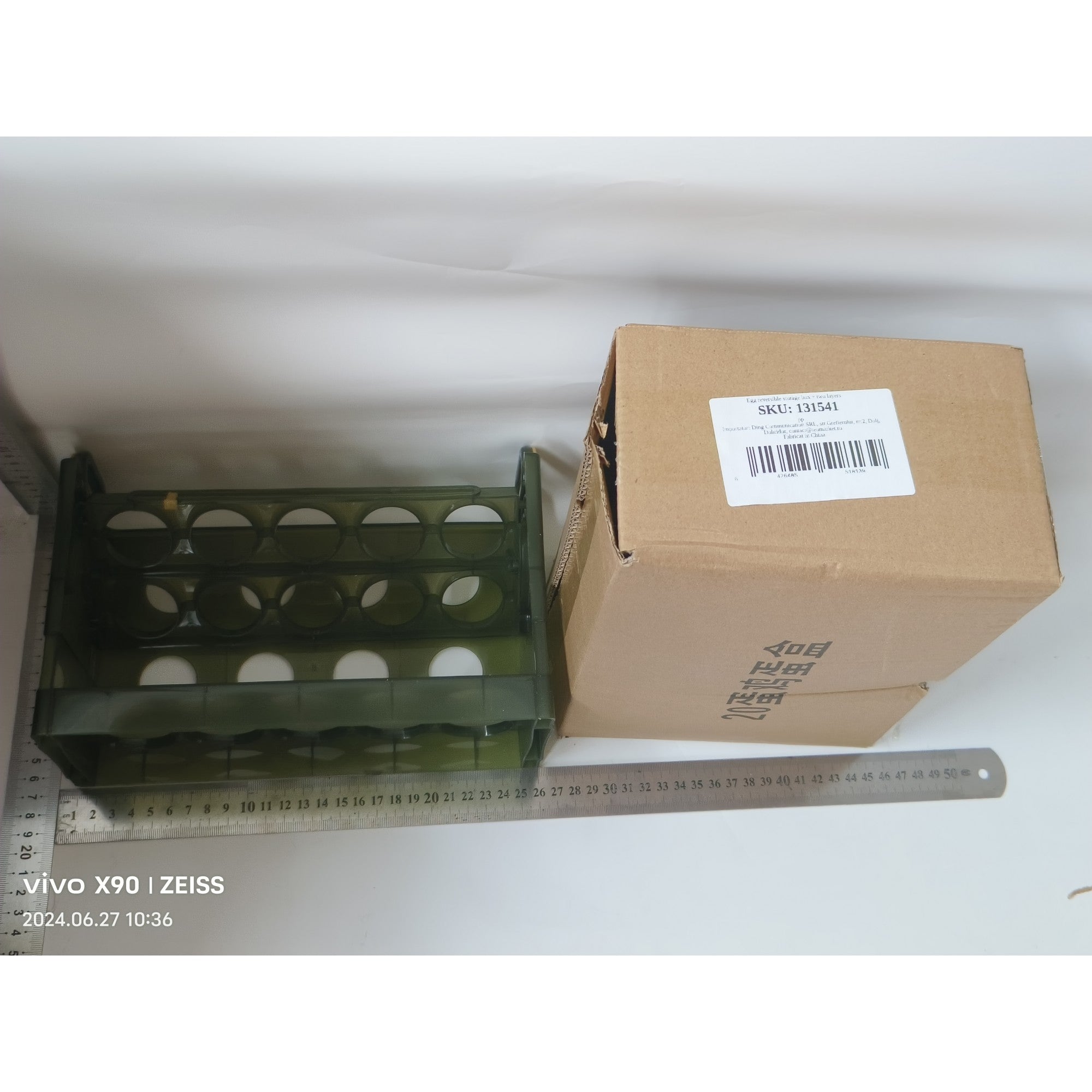 Suport organizator oua pentru frigider, Flippy, Verde transparent, capacitate 20 oua, Doua straturi-1