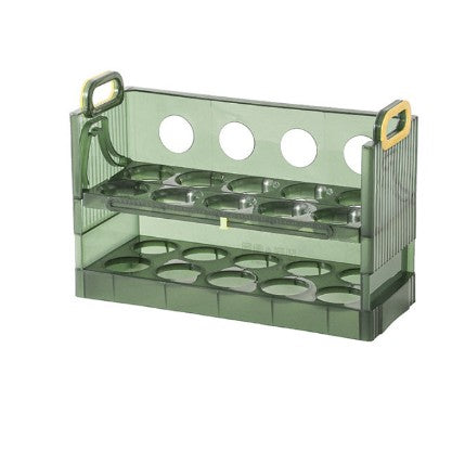 Suport organizator oua pentru frigider, Flippy, Verde transparent, capacitate 20 oua, Doua straturi-0