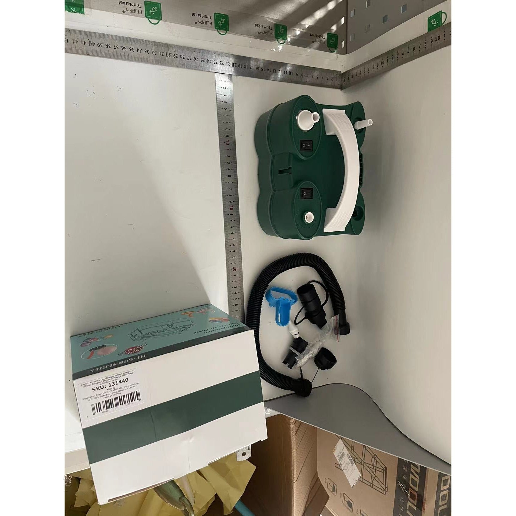 Pompa Electrica de Umflat Baloane, Flippy, cu Doua Iesiri, Accesorii Incluse, 220V, Putere 600W, Accesorii petrecere, Verde-1