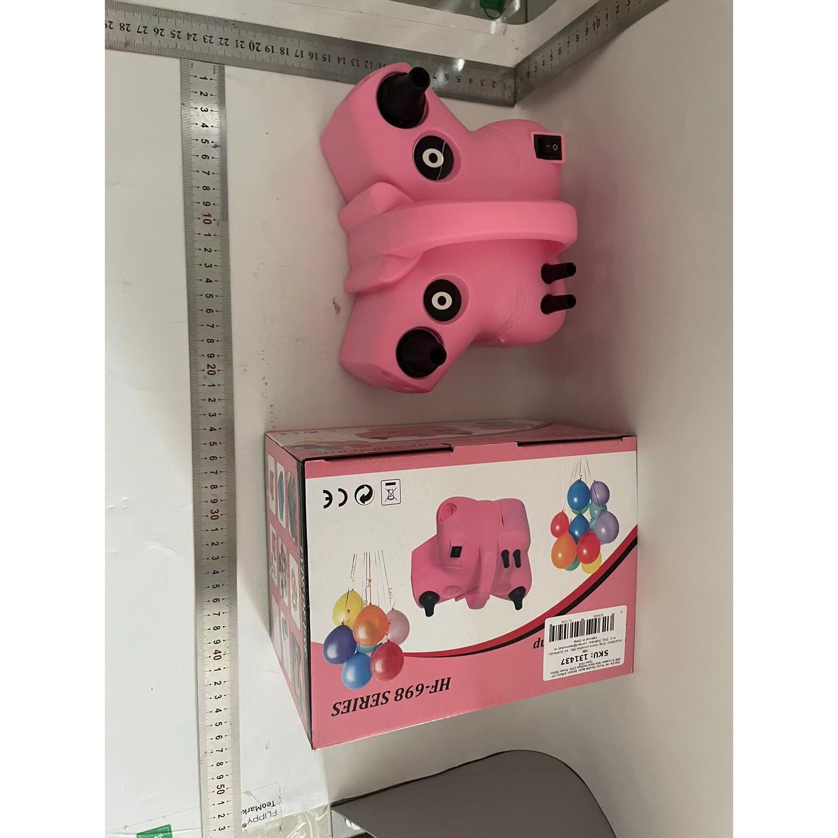 Pompa Electrica de Umflat Baloane, Flippy, cu Doua Iesiri, 220V, Putere 600W, Accesorii petrecere, Roz-1