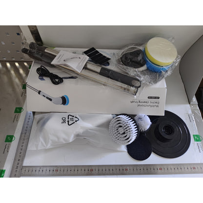 Perie Electrica de Curatare cu Maner, Flippy, Perie pentru Gresie, Baie, Bucatarie, cu 9 Capete, Maner Extensibil Detasabil, Culoare: Alb-1