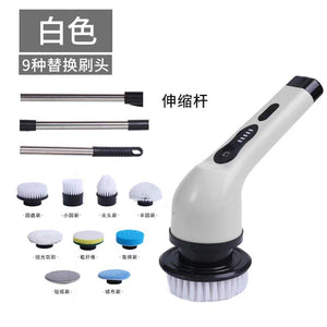 Perie Electrica de Curatare cu Maner, Flippy, Perie pentru Gresie, Baie, Bucatarie, cu 9 Capete, Maner Extensibil Detasabil, Culoare: Alb-0