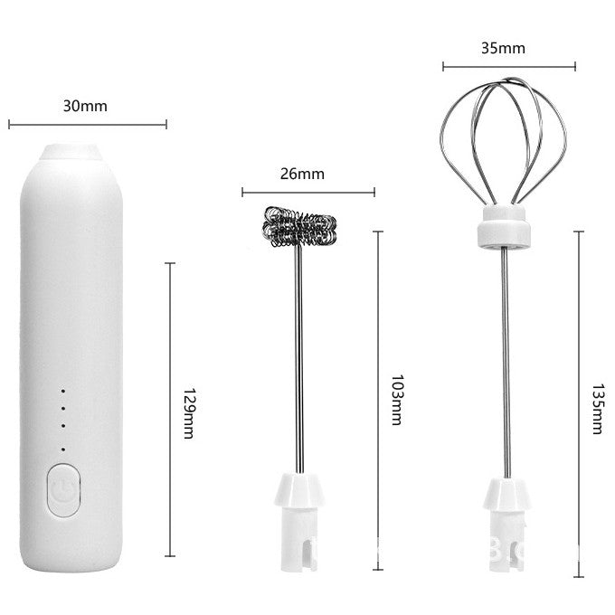 Mixer Spuma Lapte, Flippy, Electric cu Incarcare USB, Bauturi Calde/Reci, Maner Izolat Termic, Otel Inoxidabil, pentru Latte, Ciocolata Calda, Cappuccino, Frappe, Usor de Folosit, 2 Accesorii, Alb-0