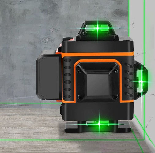 Nivel laser 4D, de precizie milimetrica cu 16 linii de măsurare, 360 de grade, suport pentru montare pe perete, reîncărcabil, cu funcție de autonivelare, protecție IP54.