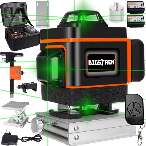 Nivel laser 4D, de precizie milimetrica cu 16 linii de măsurare, 360 de grade, suport pentru montare pe perete, reîncărcabil, cu funcție de autonivelare, protecție IP54.