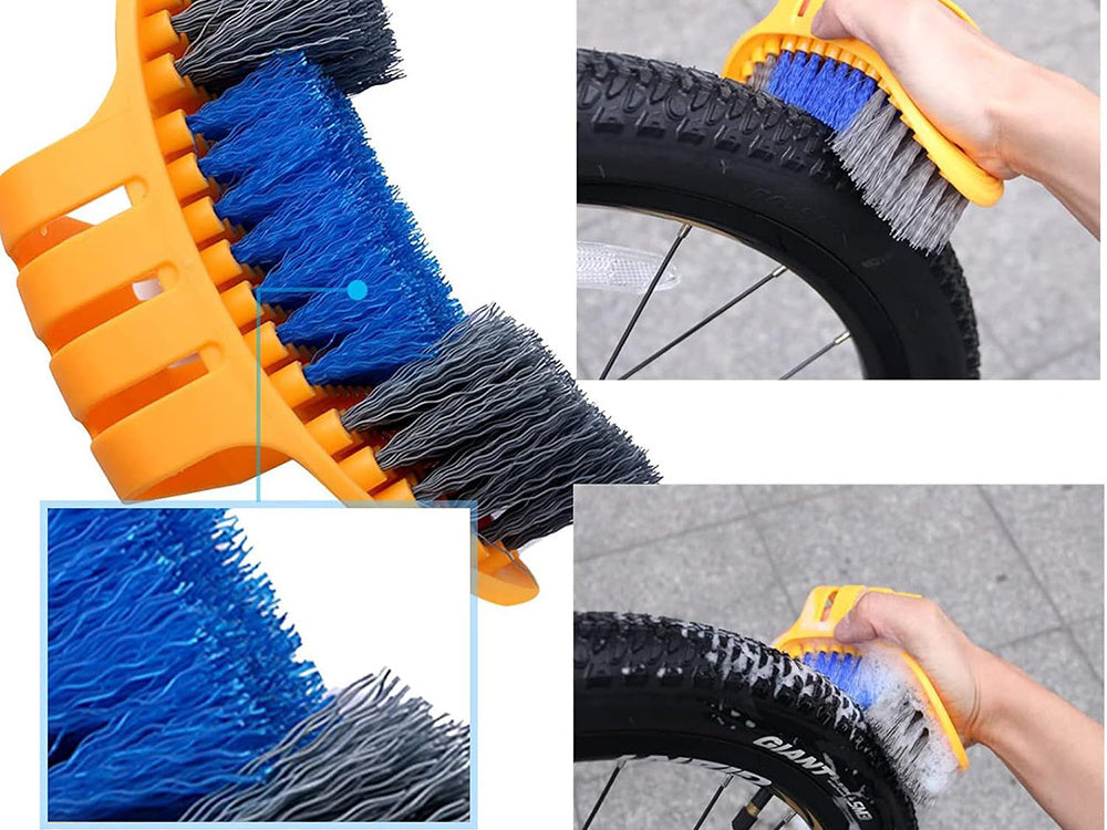 Set 7 în 1 pentru Curățare și Întreținere Bicicletă – Perii pentru Lanț, Anvelope și Alte Componente