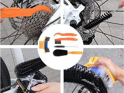 Set 7 în 1 pentru Curățare și Întreținere Bicicletă – Perii pentru Lanț, Anvelope și Alte Componente