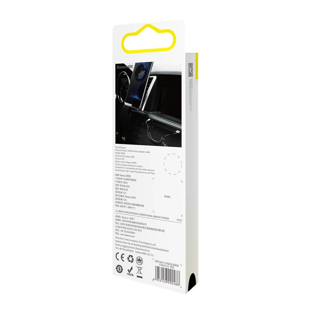 Adaptor Audio Baseus BA01 Bluetooth 5.0 cu Cablu AUX Jack – Negru