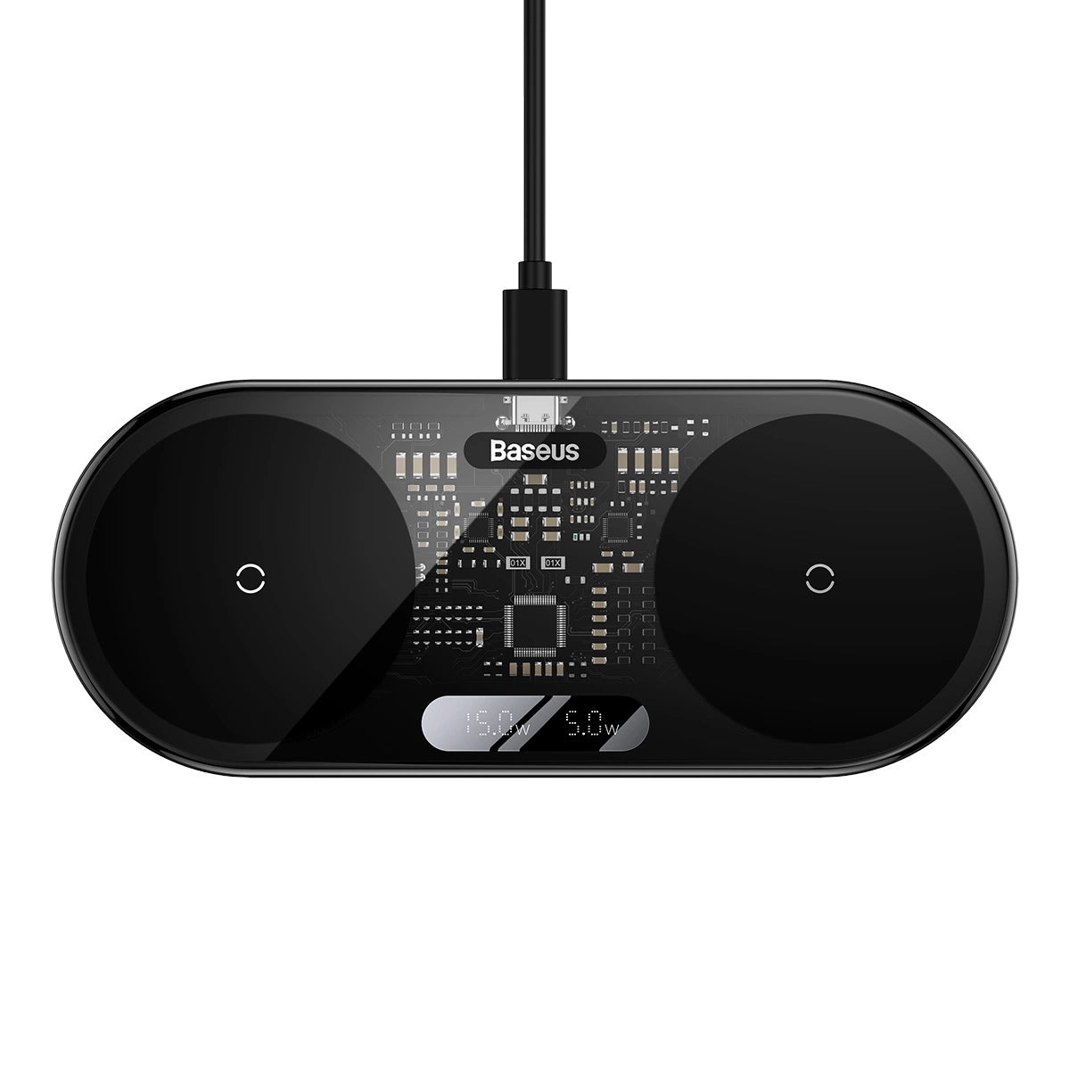 Încărcător Wireless Dual Baseus Digital LED Display 20W – Negru