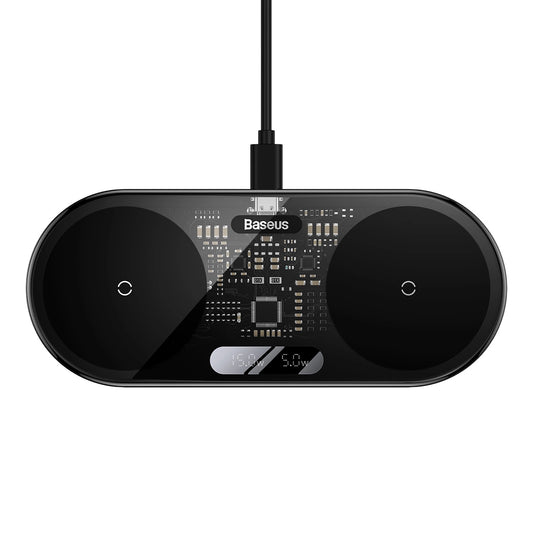 Încărcător Wireless Dual Baseus Digital LED Display 20W – Negru