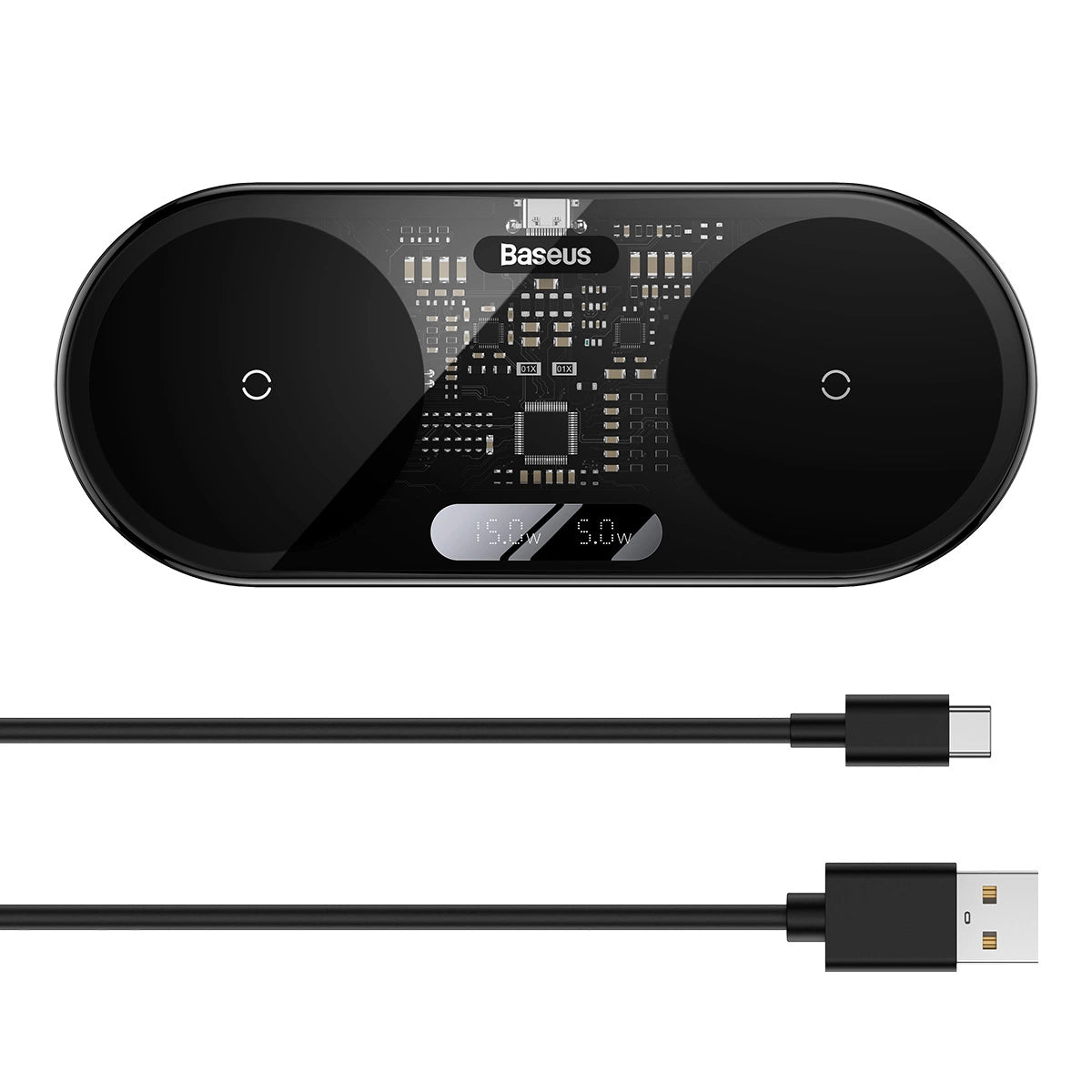 Încărcător Wireless Dual Baseus Digital LED Display 20W – Negru