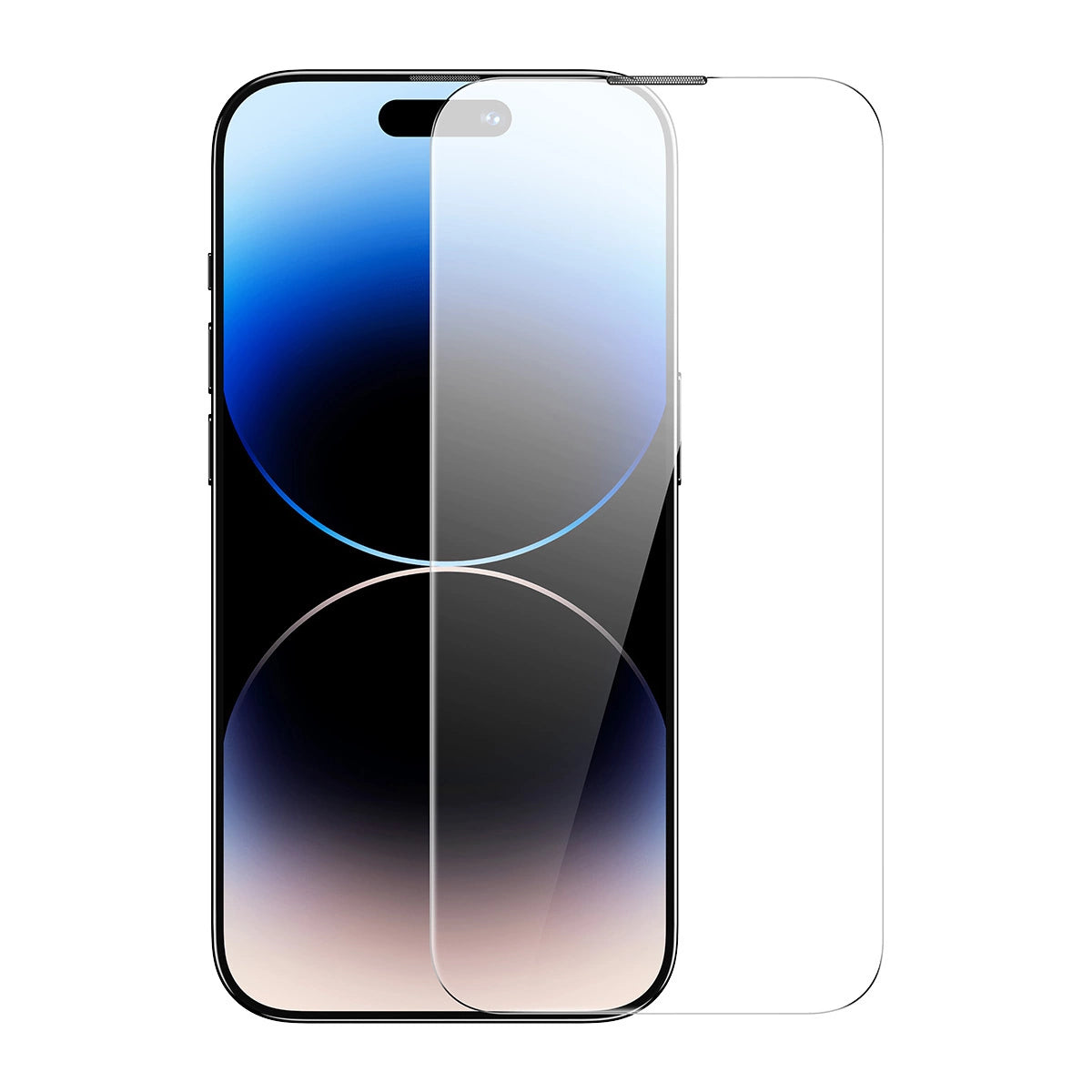 Set 2 folii din sticlă securizată Baseus pentru iPhone 14 Pro Max – cu ramă de montare și protecție pentru difuzor