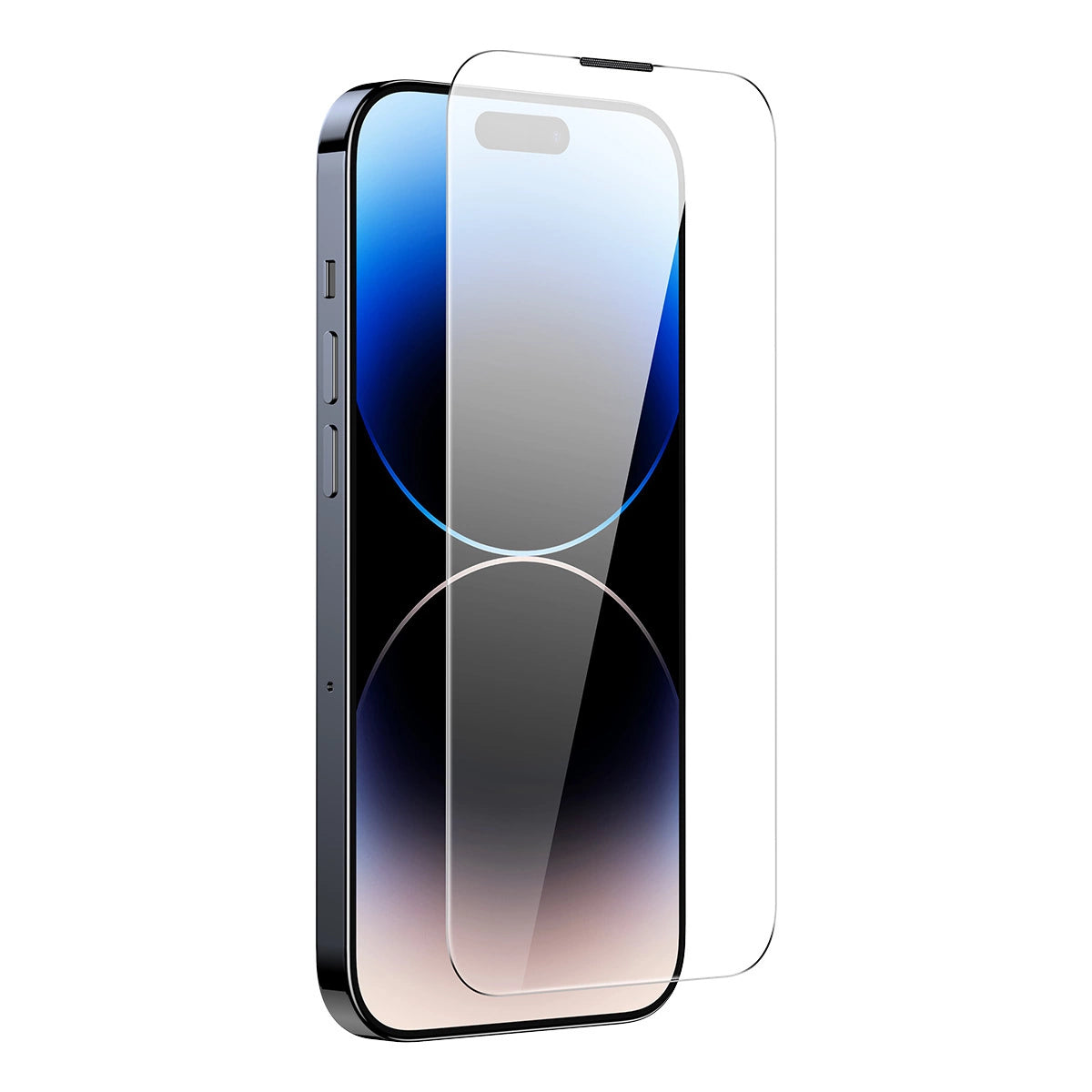 Set 2 folii din sticlă securizată Baseus pentru iPhone 14 Pro Max – cu ramă de montare și protecție pentru difuzor