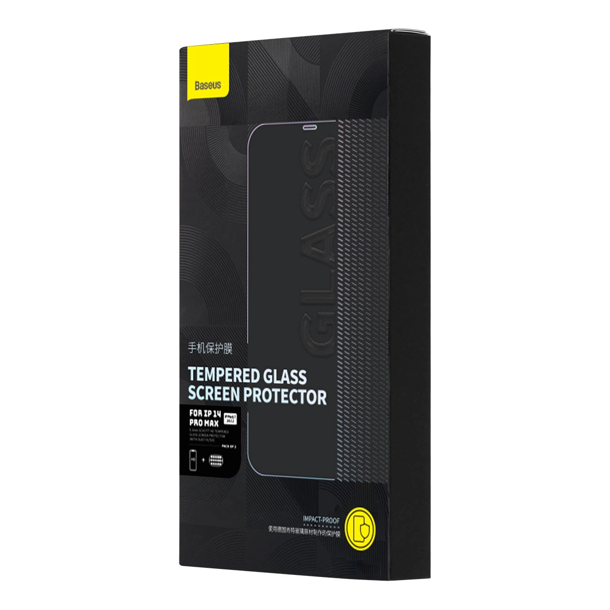 Set 2 folii din sticlă securizată Baseus pentru iPhone 14 Pro Max – cu ramă de montare și protecție pentru difuzor