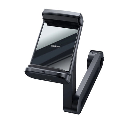 Suport telefon auto Baseus pentru tetieră cu încărcare wireless 15W – Negru