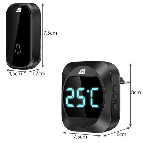 Sonerie Wireless Impermeabilă cu Afisaj LCD si Senzor de Temperatură