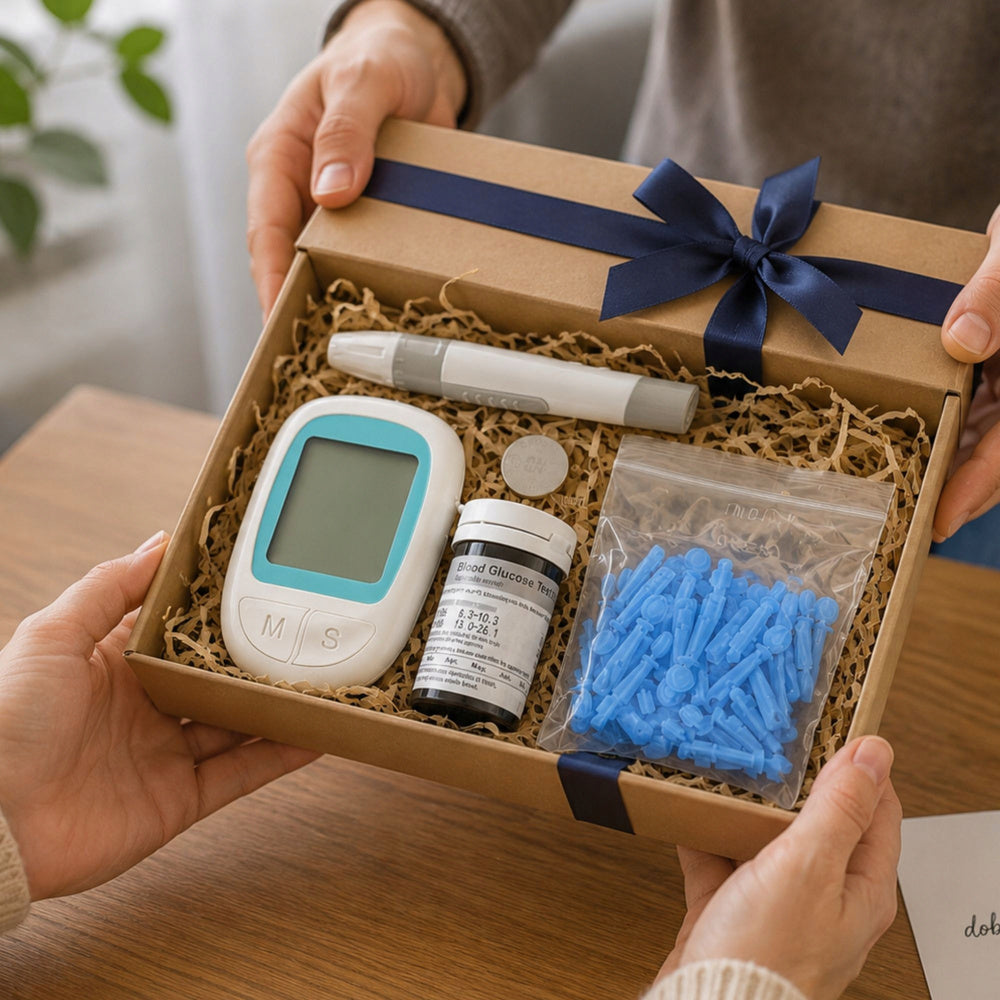 Glucometru Digital pentru Măsurarea Glicemiei, Set Complet cu 50 Benzi de Testare + 50 Ace/Lanțete + Dispozitiv de Înțepare