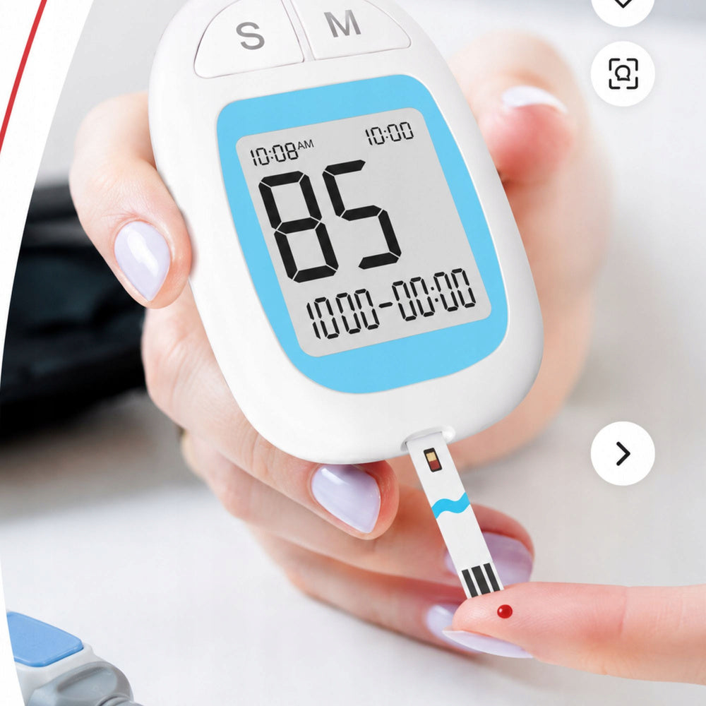 Glucometru Digital pentru Măsurarea Glicemiei, Set Complet cu 50 Benzi de Testare + 50 Ace/Lanțete + Dispozitiv de Înțepare