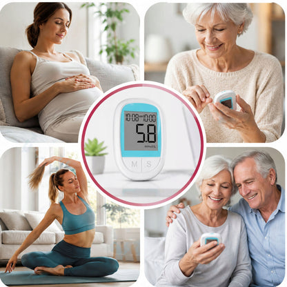Glucometru Digital pentru Măsurarea Glicemiei, Set Complet cu 50 Benzi de Testare + 50 Ace/Lanțete + Dispozitiv de Înțepare