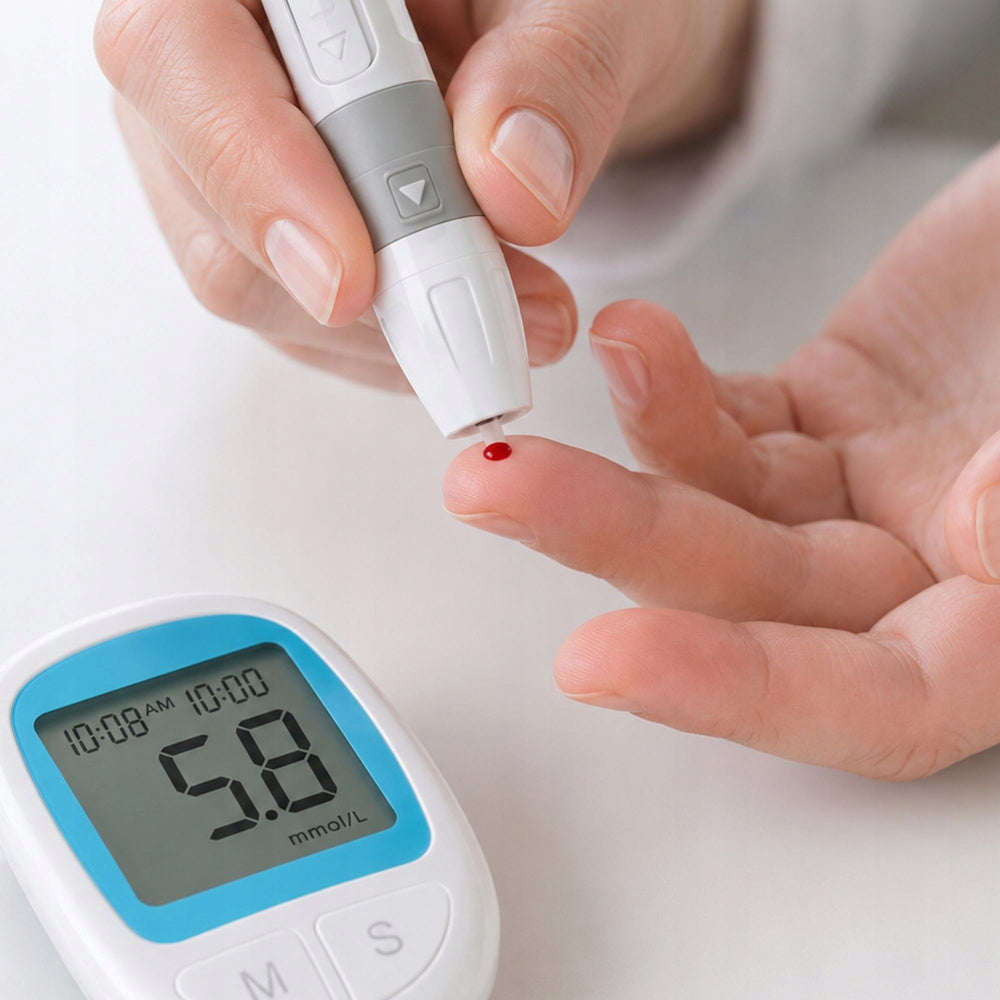 Glucometru Digital pentru Măsurarea Glicemiei, Set Complet cu 50 Benzi de Testare + 50 Ace/Lanțete + Dispozitiv de Înțepare
