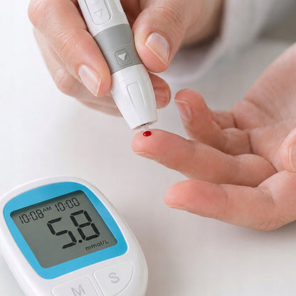 Glucometru Digital pentru Măsurarea Glicemiei, Set Complet cu 50 Benzi de Testare + 50 Ace/Lanțete + Dispozitiv de Înțepare