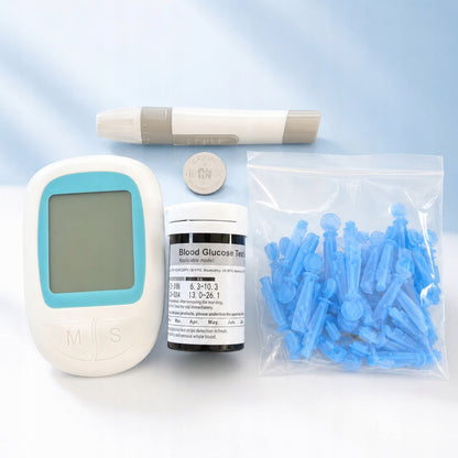 Glucometru Digital pentru Măsurarea Glicemiei, Set Complet cu 50 Benzi de Testare + 50 Ace/Lanțete + Dispozitiv de Înțepare