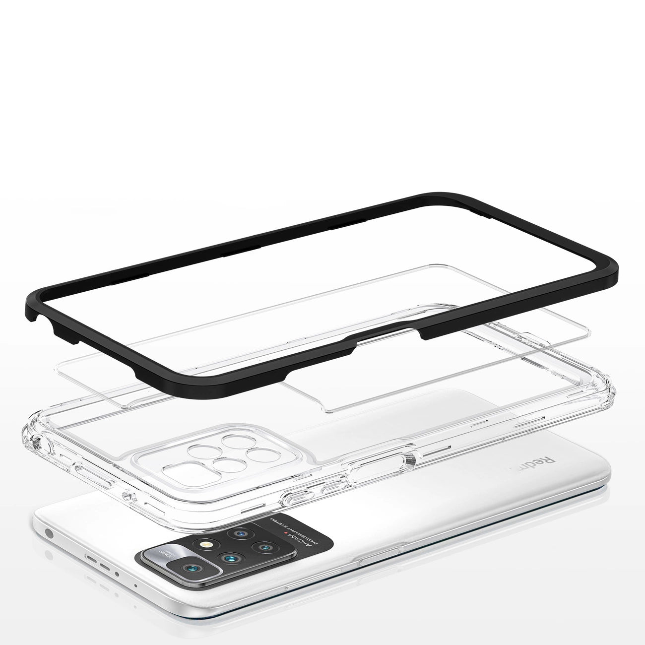Husă 3în1 transparentă cu ramă neagră pentru Xiaomi Redmi 10