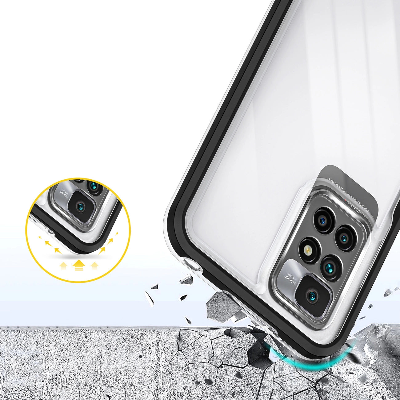 Husă 3în1 transparentă cu ramă neagră pentru Xiaomi Redmi 10