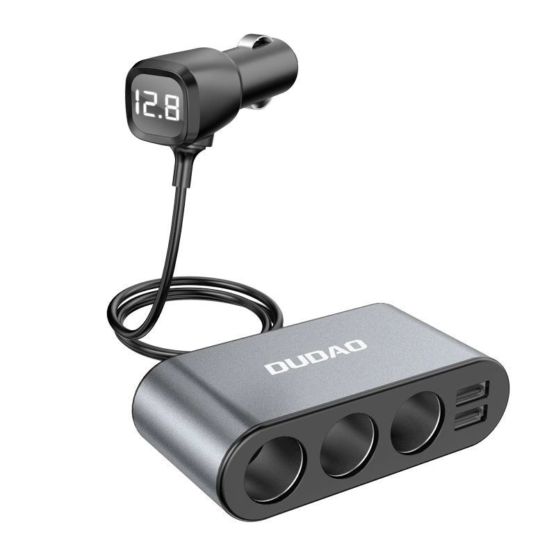 Încărcător auto Dudao R1Pro cu 2x USB + 3x slot brichetă – Negru