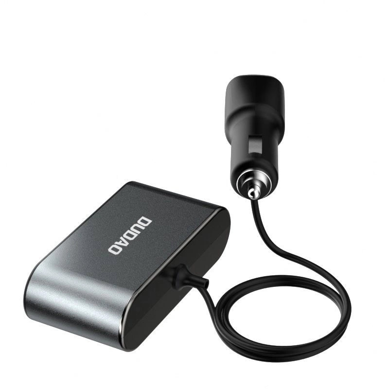 Încărcător auto Dudao R1Pro cu 2x USB + 3x slot brichetă – Negru