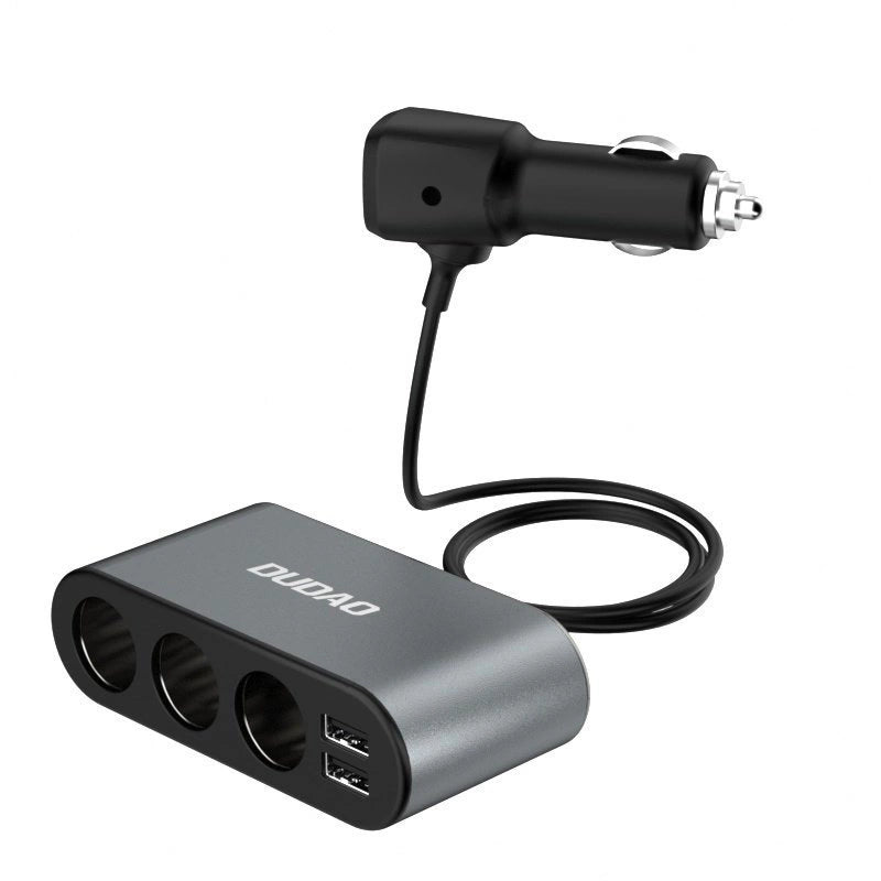 Încărcător auto Dudao R1Pro cu 2x USB + 3x slot brichetă – Negru