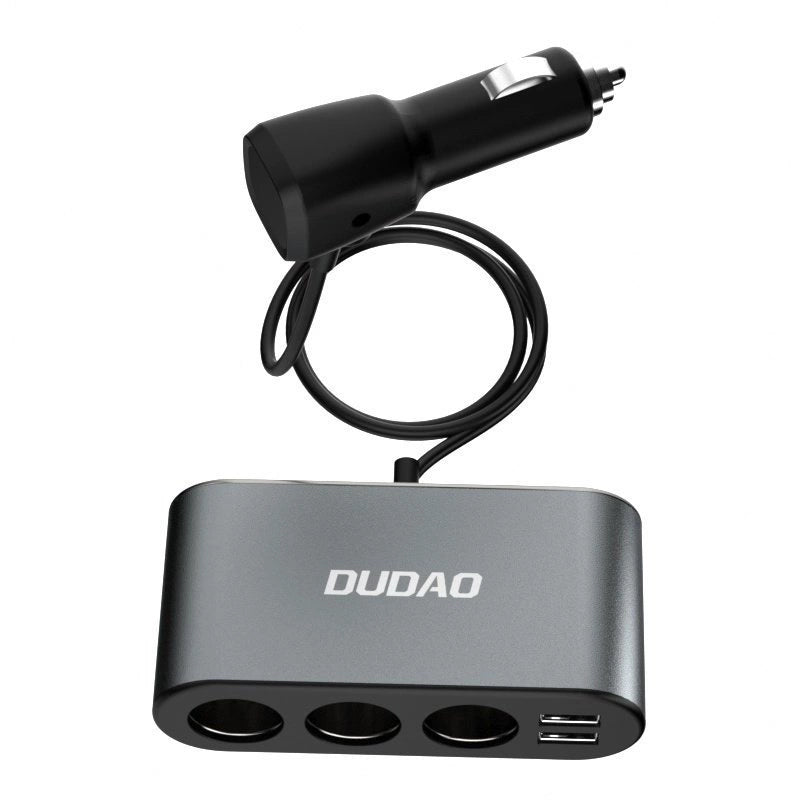 Încărcător auto Dudao R1Pro cu 2x USB + 3x slot brichetă – Negru