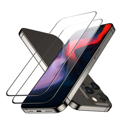 Set 2 folii din sticlă securizată ESR pentru iPhone 15 Pro Max – Negru