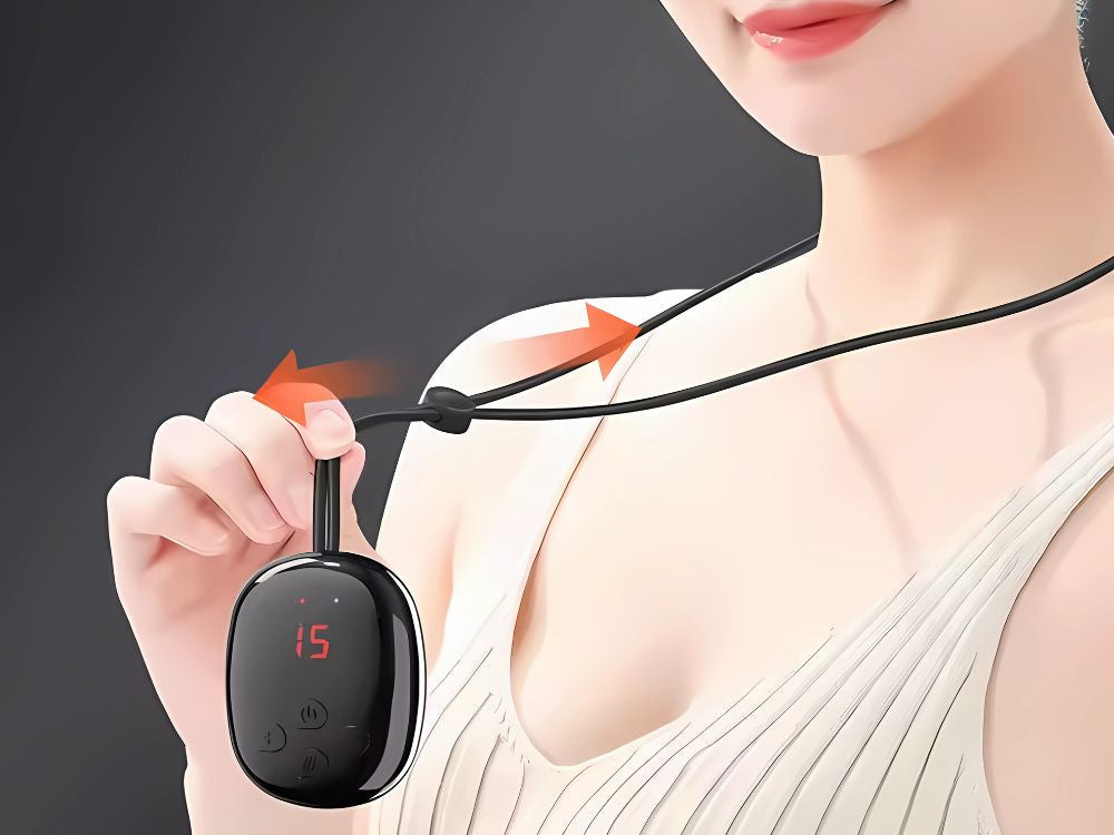 Electrostimulator Neck Massager USB – 15 trepte putere, 4 moduri încălzire, EMS