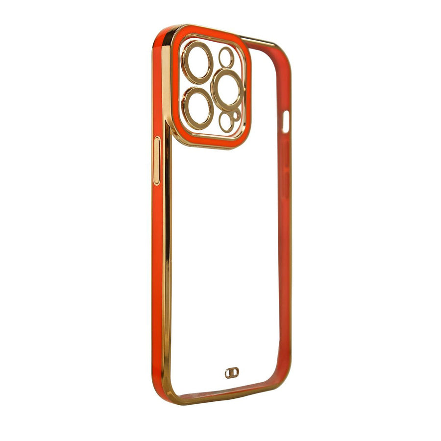 Husă Fashion cu cadru auriu pentru iPhone 13 – Roșu