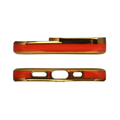 Husă Fashion cu cadru auriu pentru iPhone 13 – Roșu