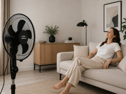 Ventilator cu Picior 40W – Oscilație Automată, 3 Trepte de Viteză, Înălțime Reglabilă, 40cm
