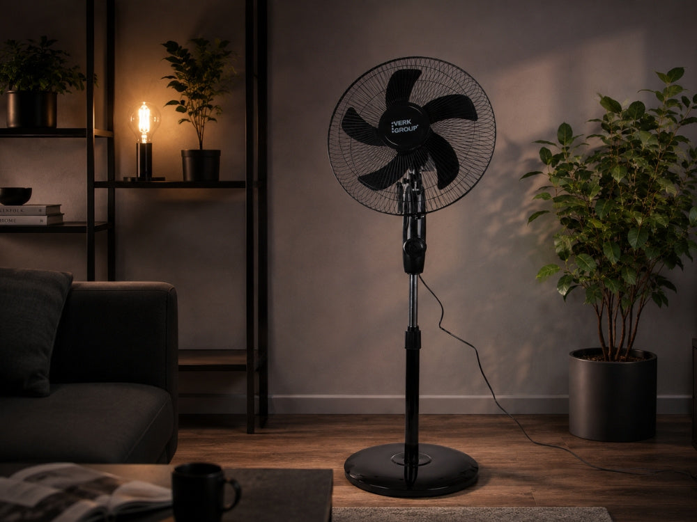 Ventilator cu Picior 40W – Oscilație Automată, 3 Trepte de Viteză, Înălțime Reglabilă, 40cm