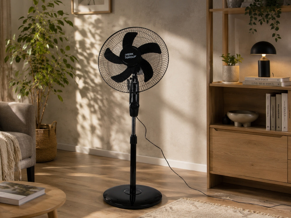 Ventilator cu Picior 40W – Oscilație Automată, 3 Trepte de Viteză, Înălțime Reglabilă, 40cm