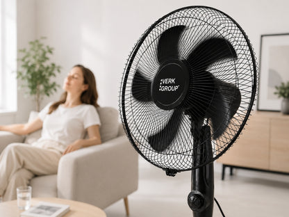 Ventilator cu Picior 40W – Oscilație Automată, 3 Trepte de Viteză, Înălțime Reglabilă, 40cm