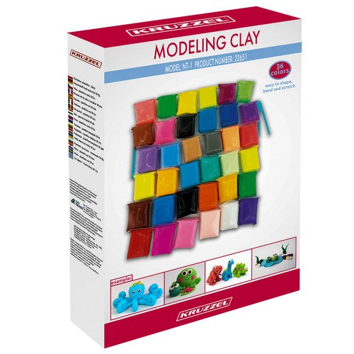 SET PLASTILINĂ INTELIGENTĂ - Modelling Clay - 36 buc + 3 spatule duble pentru modelare