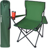 Scaun pliabil Trizand® cu spatar si cotiere pentru pescuit sau camping, cadru metalic, Poliester, Husa Inclusa, Maxim 120 kg, 80 x 44 x 80 cm, Verde