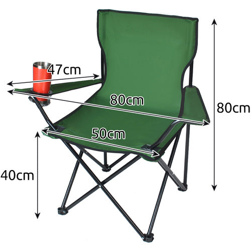 Scaun pliabil Trizand® cu spatar si cotiere pentru pescuit sau camping, cadru metalic, Poliester, Husa Inclusa, Maxim 120 kg, 80 x 44 x 80 cm, Verde