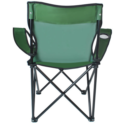 Scaun pliabil Trizand® cu spatar si cotiere pentru pescuit sau camping, cadru metalic, Poliester, Husa Inclusa, Maxim 120 kg, 80 x 44 x 80 cm, Verde