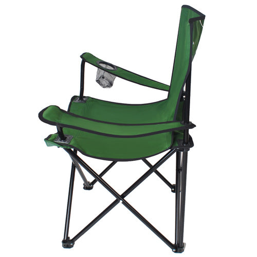 Scaun pliabil Trizand® cu spatar si cotiere pentru pescuit sau camping, cadru metalic, Poliester, Husa Inclusa, Maxim 120 kg, 80 x 44 x 80 cm, Verde