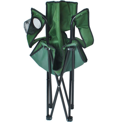 Scaun pliabil Trizand® cu spatar si cotiere pentru pescuit sau camping, cadru metalic, Poliester, Husa Inclusa, Maxim 120 kg, 80 x 44 x 80 cm, Verde