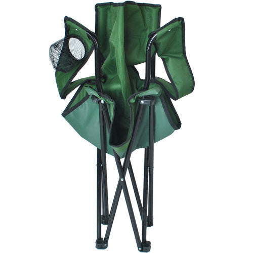 Scaun pliabil Trizand® cu spatar si cotiere pentru pescuit sau camping, cadru metalic, Poliester, Husa Inclusa, Maxim 120 kg, 80 x 44 x 80 cm, Verde