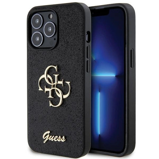 Husă Guess Glitter Script Big 4G pentru iPhone 13 / 13 Pro – Negru